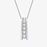 Yes, Please! Womens Lab Created White Sapphire Sterling Silver 18 Inch Pendant Necklace