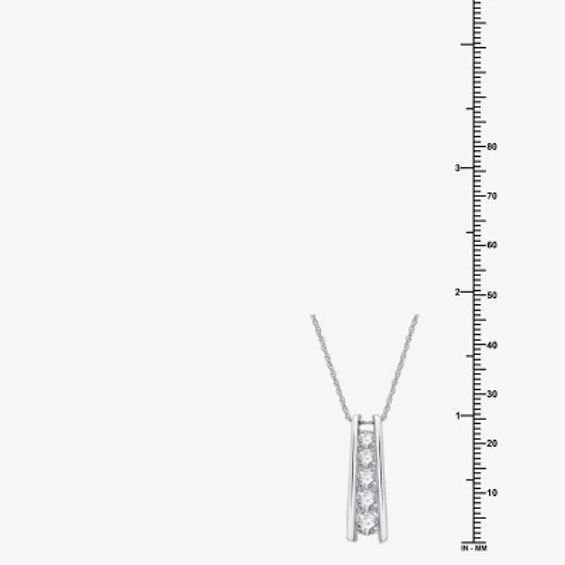 Yes, Please! Womens Lab Created White Sapphire Sterling Silver 18 Inch Pendant Necklace