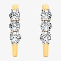 Yes, Please! Womens Lab Created White Sapphire Sterling Silver 17.6mm Hoop Earrings