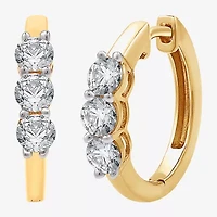 Yes, Please! Womens Lab Created White Sapphire Sterling Silver 17.6mm Hoop Earrings