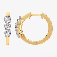 Yes, Please! Womens Lab Created White Sapphire Sterling Silver 17.6mm Hoop Earrings