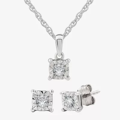 Yes, Please! (G, Si1-Si2) Womens 1/6 CT. T.W. Lab Grown White Diamond Sterling Silver 2 Pair Jewelry Set