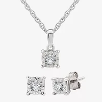 Yes, Please! (G, Si1-Si2) Womens 1/6 CT. T.W. Lab Grown White Diamond Sterling Silver 2 Pair Jewelry Set