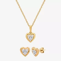Yes, Please! (G, Si1-Si2) Womens 1/6 CT. T.W. Lab Grown White Diamond 14K Gold Over Silver 2 Pair Jewelry Set