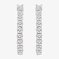 Yes, Please! Womens 1/6 CT. T.W. Lab Grown White Diamond Sterling Silver 24mm Hoop Earrings