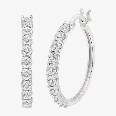 Yes, Please! Womens 1/6 CT. T.W. Lab Grown White Diamond Sterling Silver 24mm Hoop Earrings
