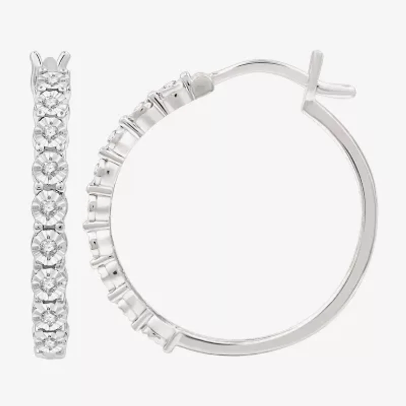 Yes, Please! Womens 1/6 CT. T.W. Lab Grown White Diamond Sterling Silver 24mm Hoop Earrings