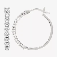 Yes, Please! Womens 1/6 CT. T.W. Lab Grown White Diamond Sterling Silver 24mm Hoop Earrings