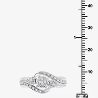 Yes, Please! Womens 1/6 CT. T.W. Lab Grown White Diamond Sterling Silver 3-Stone Crossover Cocktail Ring