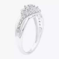 Yes, Please! Womens 1/6 CT. T.W. Lab Grown White Diamond Sterling Silver 3-Stone Crossover Cocktail Ring