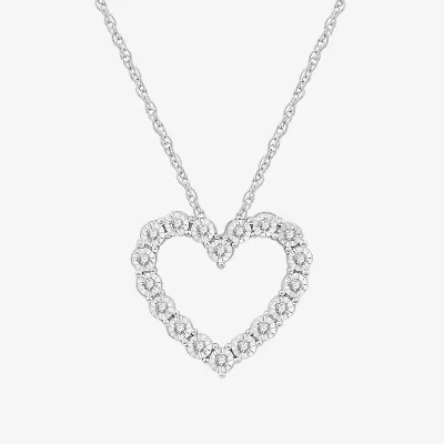 Yes, Please! Womens 1/6 CT. T.W. Lab Grown White Diamond Sterling Silver Heart 18 Inch Pendant Necklace