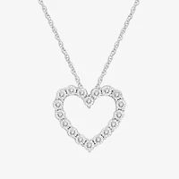 Yes, Please! Womens 1/6 CT. T.W. Lab Grown White Diamond Sterling Silver Heart 18 Inch Pendant Necklace