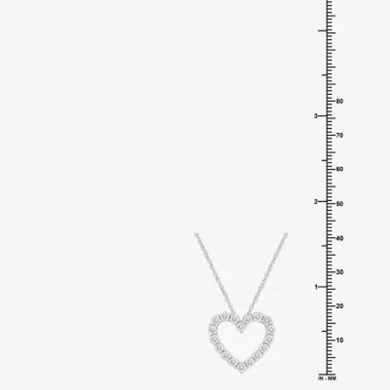 Yes, Please! Womens 1/6 CT. T.W. Lab Grown White Diamond Sterling Silver Heart 18 Inch Pendant Necklace