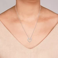 Yes, Please! Womens 1/6 CT. T.W. Lab Grown White Diamond Sterling Silver Heart 18 Inch Pendant Necklace