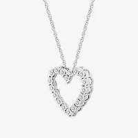 Yes, Please! Womens 1/6 CT. T.W. Lab Grown White Diamond Sterling Silver Heart 18 Inch Pendant Necklace