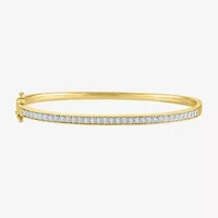 (G-H, Si2-I1) Womens 1/10 CT. T.W. Lab Grown White Diamond 14K Gold Over Silver Bangle Bracelet