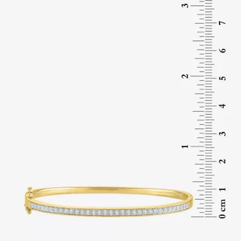 (G-H, Si2-I1) Womens 1/10 CT. T.W. Lab Grown White Diamond 14K Gold Over Silver Bangle Bracelet