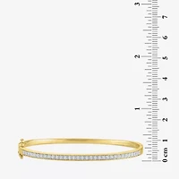 (G-H, Si2-I1) Womens 1/10 CT. T.W. Lab Grown White Diamond 14K Gold Over Silver Bangle Bracelet