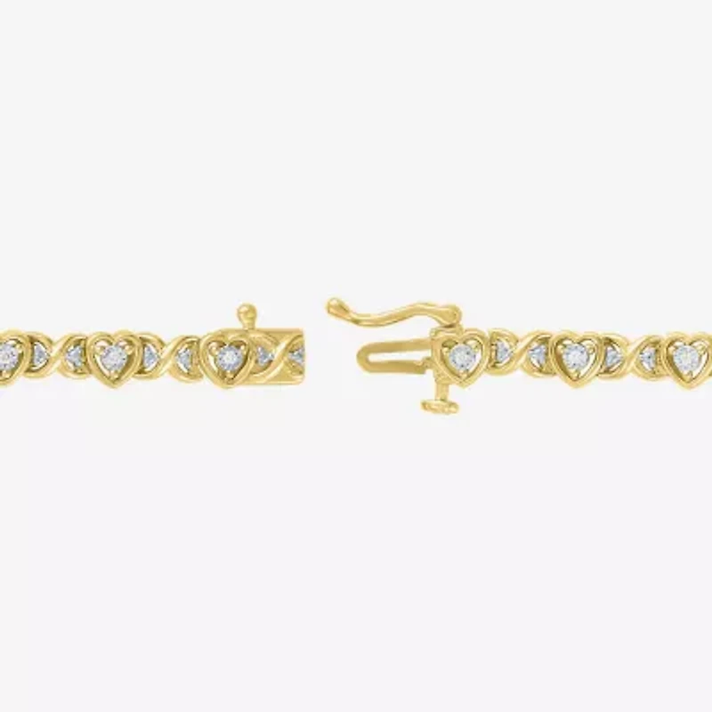 (I1-I2/ G-H) Womens Sterling Silver 7.25 Inch Heart Chain Bracelet