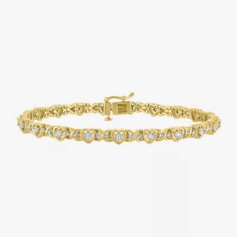 (I1-I2/ G-H) Womens Sterling Silver 7.25 Inch Heart Chain Bracelet