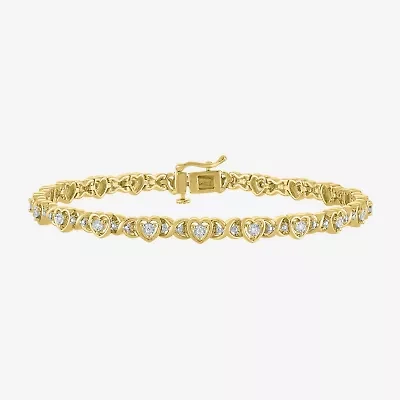 (I1-I2/ G-H) Womens Sterling Silver 7.25 Inch Heart Chain Bracelet