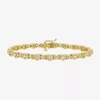 (I1-I2/ G-H) Womens Sterling Silver 7.25 Inch Heart Chain Bracelet