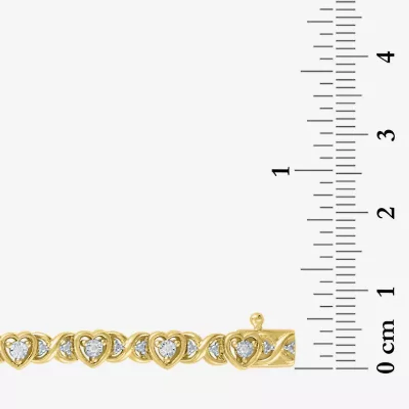 (I1-I2/ G-H) Womens Sterling Silver 7.25 Inch Heart Chain Bracelet