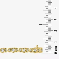 (I1-I2/ G-H) Womens Sterling Silver 7.25 Inch Heart Chain Bracelet