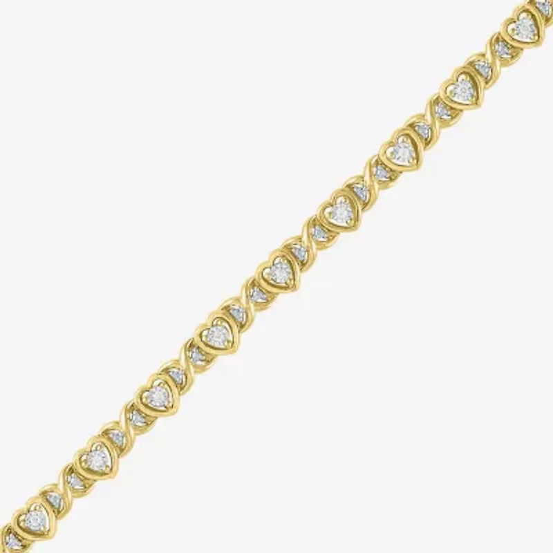 (I1-I2/ G-H) Womens Sterling Silver 7.25 Inch Heart Chain Bracelet