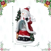 Glitzhome Christmas Resin Lighted Snowflakes Snowman Waterglobe Christmas Tabletop Decor