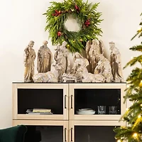 Glitzhome 10pcs Bronze Resin Figurine Nativity Set