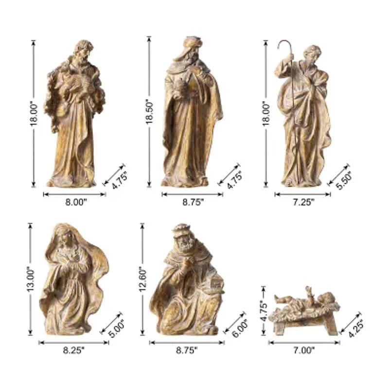 Glitzhome 10pcs Bronze Resin Figurine Nativity Set