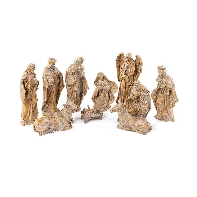 Glitzhome 10pcs Bronze Resin Figurine Nativity Set