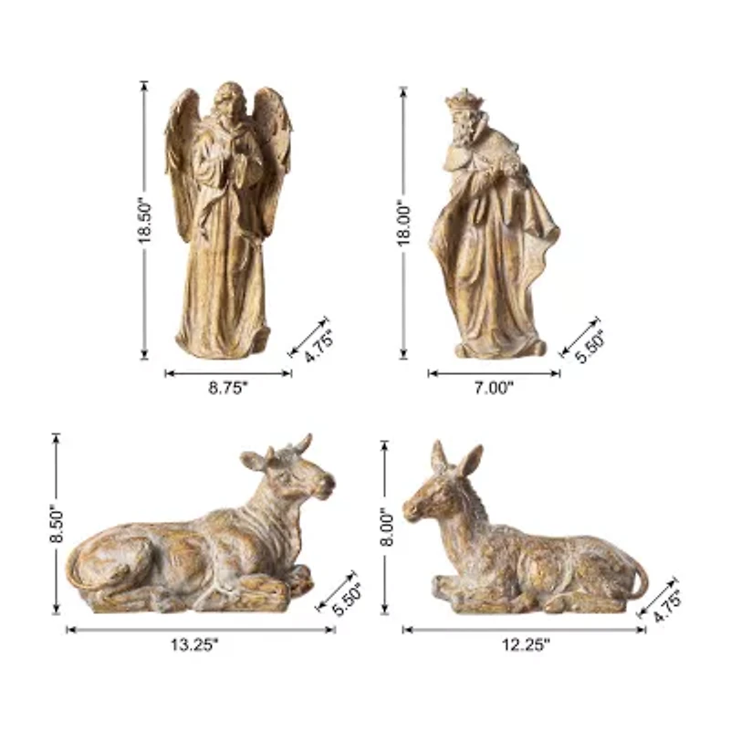 Glitzhome 10pcs Bronze Resin Figurine Nativity Set