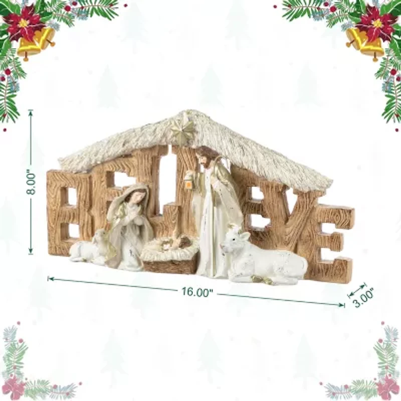 Glitzhome 11.75 Figurine Nativity Set