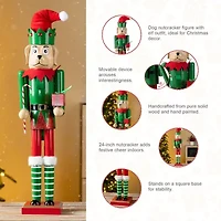 Glitzhome 24"H Wooden Christmas Dog Wood Christmas Nutcracker