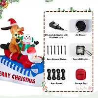 Glitzhome 6ft Lighted Inflatable Skiing Santa, Snowman And Dog Christmas Inflatable