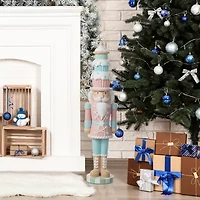 Glitzhome 28"H Lighted Macaron Pink And Blue Resin Christmas Cupcake Christmas Tabletop Decor