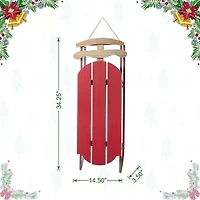 Glitzhome 35"H Wooden Red Christmas Christmas Porch Sign