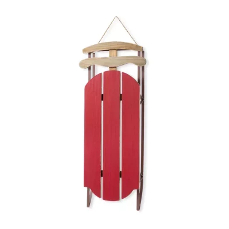 Glitzhome 35"H Wooden Red Christmas Christmas Porch Sign