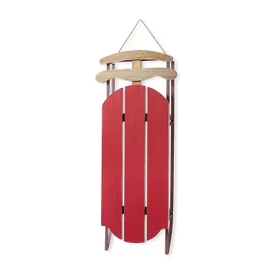 Glitzhome 35"H Wooden Red Christmas Christmas Porch Sign