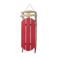 Glitzhome 35"H Wooden Red Christmas Christmas Porch Sign