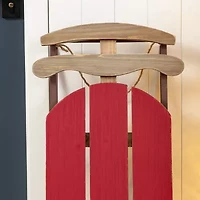 Glitzhome 35"H Wooden Red Christmas Christmas Porch Sign