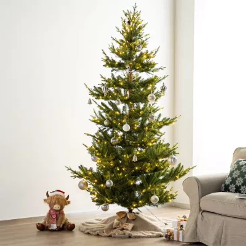 Glitzhome 48"D Reversible Faux Fox Fur/Korean Fleece Christmas Tree Skirt