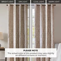 Madison Park Elysia Knitted Jacquard Damask Grommet Top Energy Saving 100% Blackout Single Curtain Panel