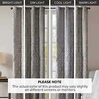 Madison Park Elysia Knitted Jacquard Damask Grommet Top Energy Saving 100% Blackout Single Curtain Panel