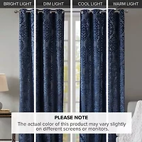 Madison Park Elysia Knitted Jacquard Damask Grommet Top Energy Saving 100% Blackout Single Curtain Panel