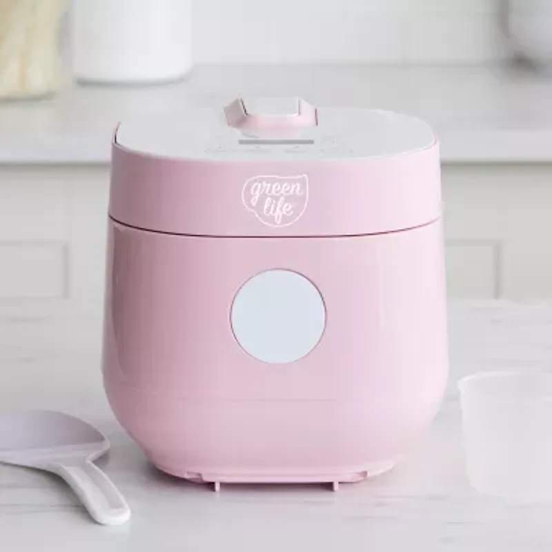 GreenLife Healthy Ceramic Nonstick 4-Cup Rice Cooker, PFAS-Free, Dishwasher Safe Parts
