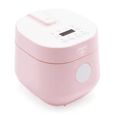 GreenLife Healthy Ceramic Nonstick 4-Cup Rice Cooker, PFAS-Free, Dishwasher Safe Parts