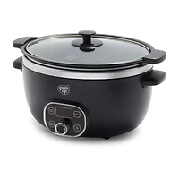 GreenLife Cook Duo Healthy Ceramic Nonstick 6QT Slow Cooker, PFAS-Free, Digital Timer, Dishwasher Safe Parts